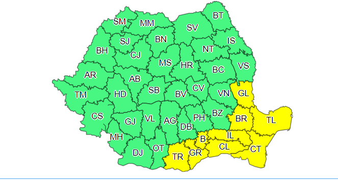 Informare meteorologică de ninsori şi intensificări ale vântului, până joi dimineaţă