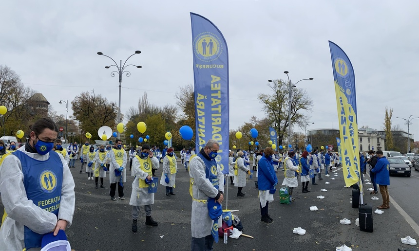 Federaţia „Solidaritatea Sanitară” protestează la porţile Palatului Parlamentului în 1 şi 2 martie, când este dezbătut în plen bugetul pe 2021