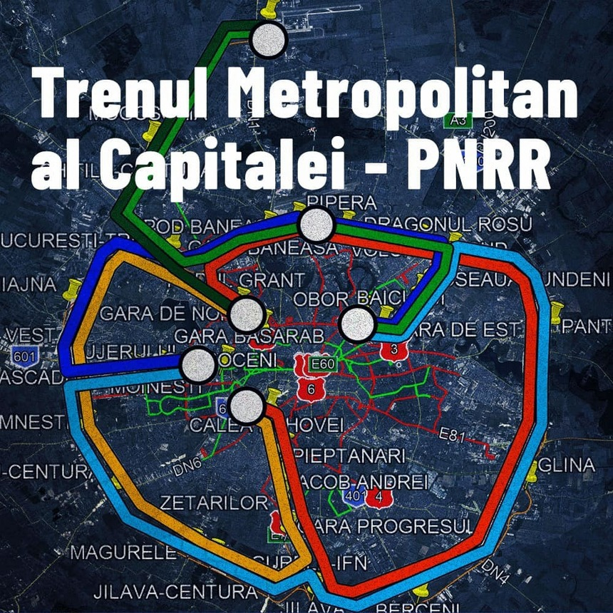 Nicuşor Dan: Am propus finanţarea prin PNRR a trenul metropolitan care va avea în final 8 tronsoane de cale ferată modernă în jurul Capitalei. Valoarea totală a proiectelor este de circa 530 de milioane euro