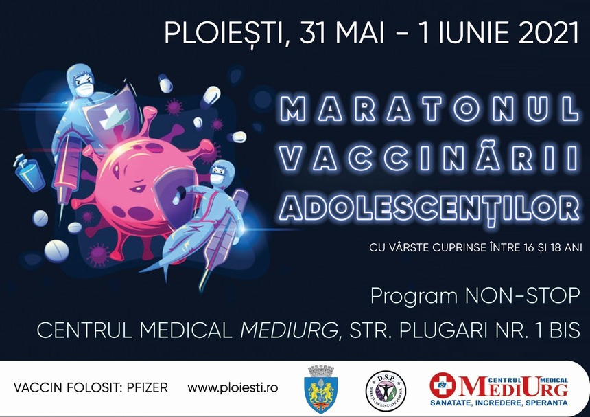 Maraton al vaccinării pentru adolescenţi, la Ploieşti, pentru a marca Ziua Copilului