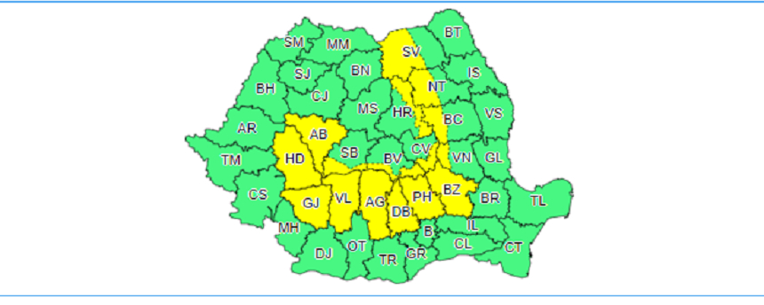 ANM – Vijelii, averse torenţiale, descărcări electrice şi grindină până duminică la ora 22:00 – 17 judeţe afectate total sau parţial / Disconfort termic şi instabilitate atmosferică până în seara zilei de 1 iulie, în toată ţara – HARTA