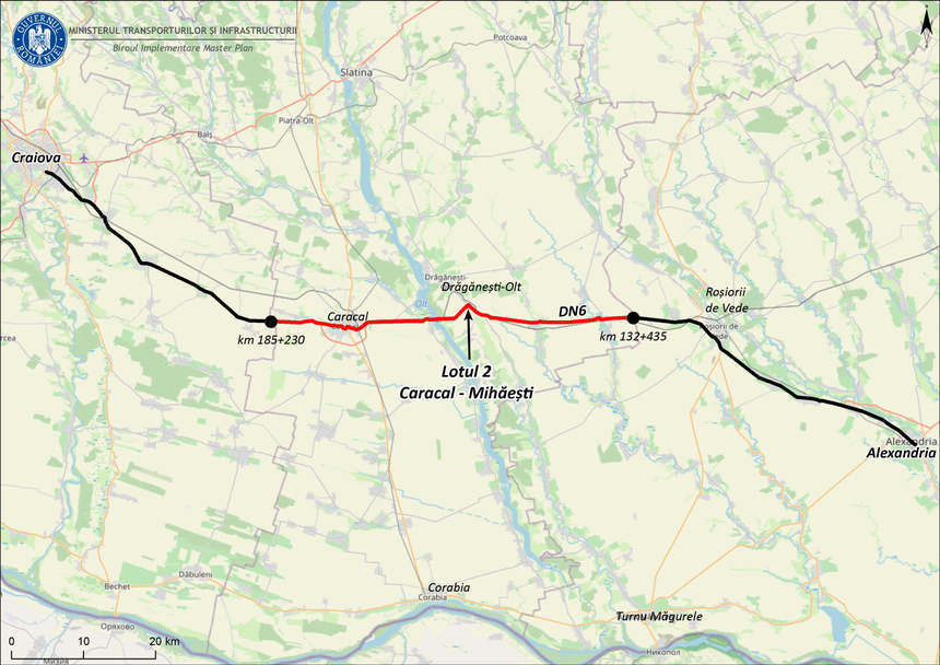 Cătălin Drulă: După mai bine de un deceniu de întârzieri, reabilitarea tronsonului 2 dintre Mihăeşti şi Caracal, parte din DN6 Alexandria – Craiova, avansează în sfârşit / S-au depus 12 oferte
