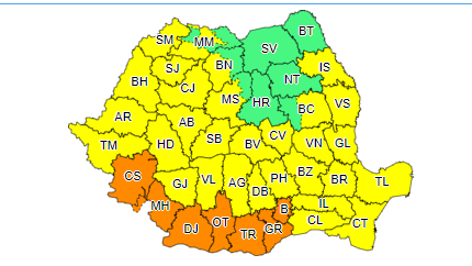 Meteorologii au actualizat avertizarea de caniculă – Valul de căldură va fi dublat de furtuni în mai multe zone / În mai multe judeţe a fost emis cod portocaliu, atât de caniculă, cu temperaturi de până la 40 de grade, dar şi de furtună