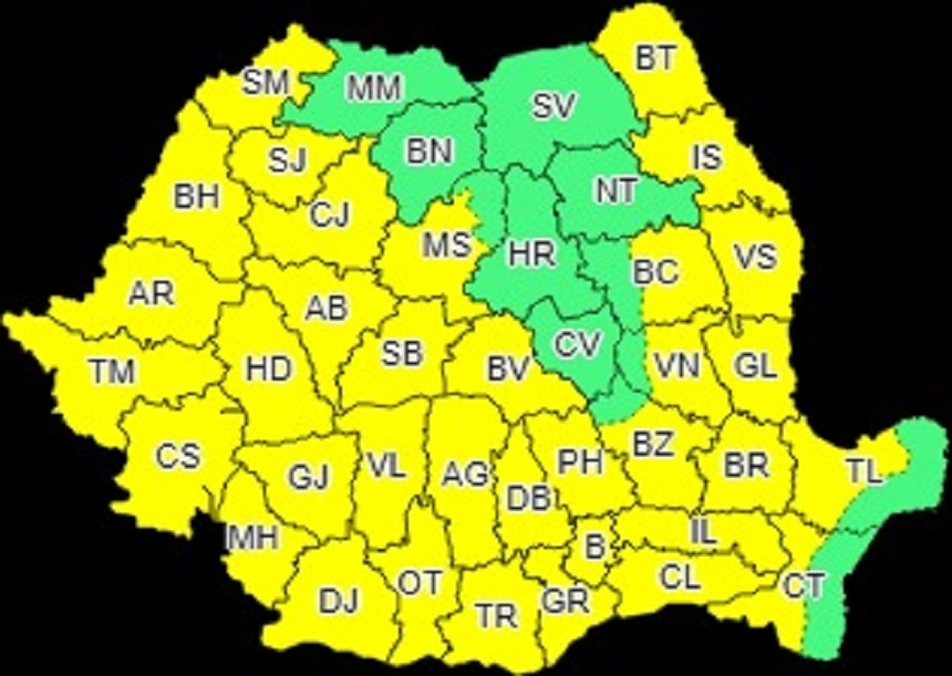 Val de căldură, caniculă şi disconfort termic accentuat luni şi marţi, în cea mai mare parte a ţării, inclusiv în Capitală – HARTA