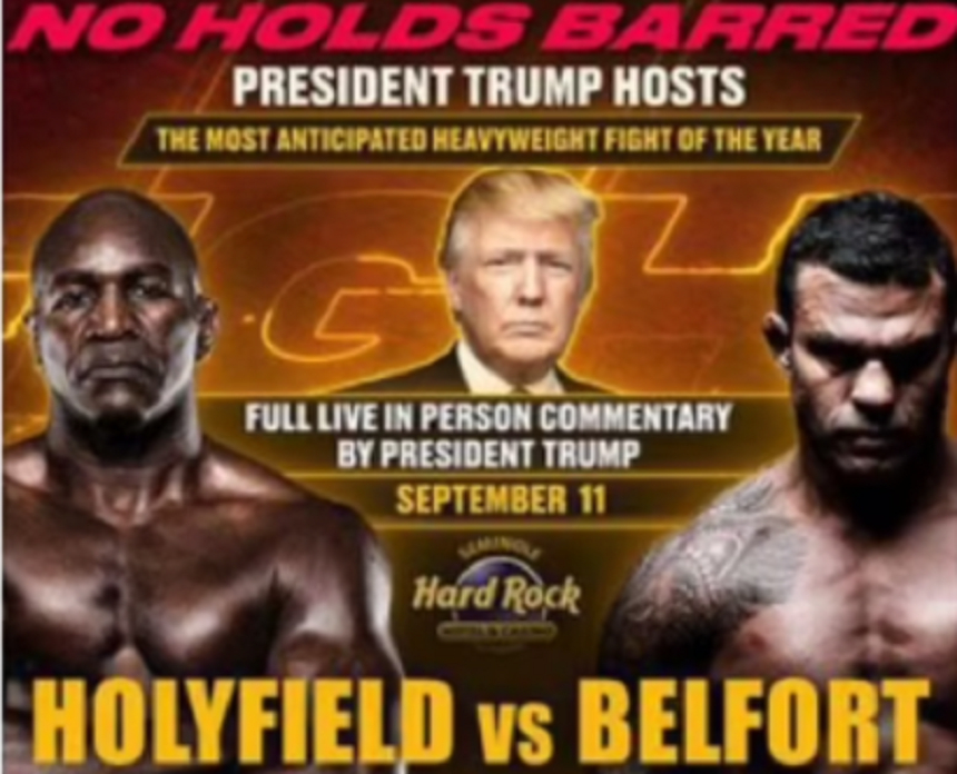 Evander Holyfield, învins fără drept de apel la revenirea în ring. Donald Trump, amfitrionul galei