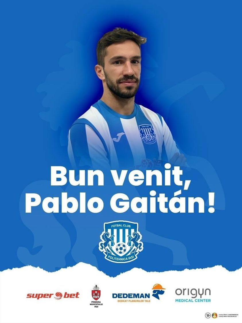 Jucătorul argentinian Pablo Gaitan, la Poli Iaşi