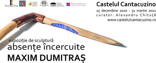 Lucrări ale sculptorului Maxim Dumitraş, realizate din lemn, alamă şi cupru, expuse la Castelul Cantacuzino din 15 decembrie