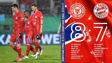 Bayern Munchen, deţinătoarea trofeului, a fost eliminată de echipa de eşalon secund Holstein Kiel în 16-imile Cupei Germaniei