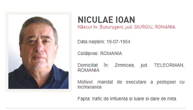 Ioan Niculae, dat în urmărire după condamnarea la cinci ani de închisoare, a ajuns în România şi va fi încarcerat
