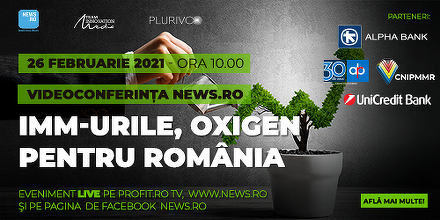 Situaţia IMM-urilor în pandemie şi măsurile de susţinere a acestora vor fi dezbătute la videoconferinţa News.ro „IMM-urile, oxigen pentru România”