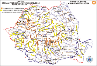 Avertizare cod galben şi cod portocaliu de inundaţii în 24 de bazine hidrografice, până sâmbătă la prânz / Codul roşu de pe Crişul Negru se transformă în portocaliu şi se prelungeşte încă 24 ore