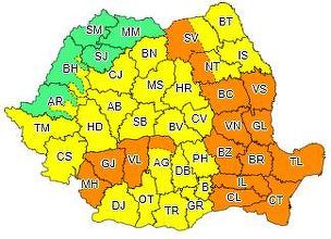 Cod portocaliu de ploi torenţiale, vijelii şi grindină, până sâmbătă seară, în 13 judeţe/ Aproape tot restul ţării, sub avertizare Cod galben