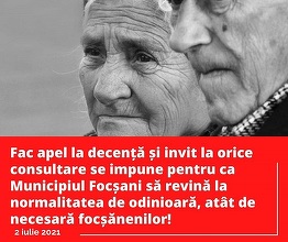 Primarul Focşaniului face apel la donaţii pentru a asigura hrana la Căminul pentru Persoane Vârstnice şi acuză dispreţul faţă de lege pe care îl manifestă reprezentanţii PNL şi URS PLUS