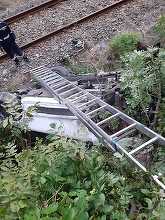 Vâlcea: Accident pe centura oraşului Călimăneşti, o maşină cu patru persoane a căzut de pe şosea pe calea ferată – VIDEO