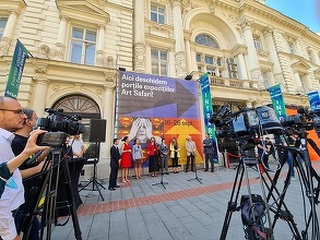 Art Safari 2021 – Replică florală de patru metri înălţime după un tablou de Samuel Mutzner, expusă la intrarea în Palatul Dacia-România – VIDEO